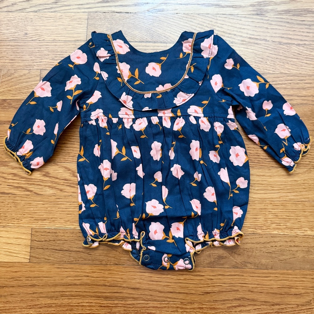 Pink Chicken Eileen floral bubble romper 0/3 months